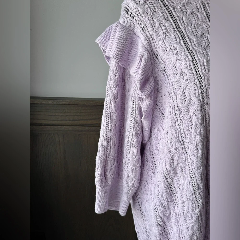 Design 365 Lilac purple Cable Knit Women's Sweater 3/4 sleeves 2X - Picture 4 of 6